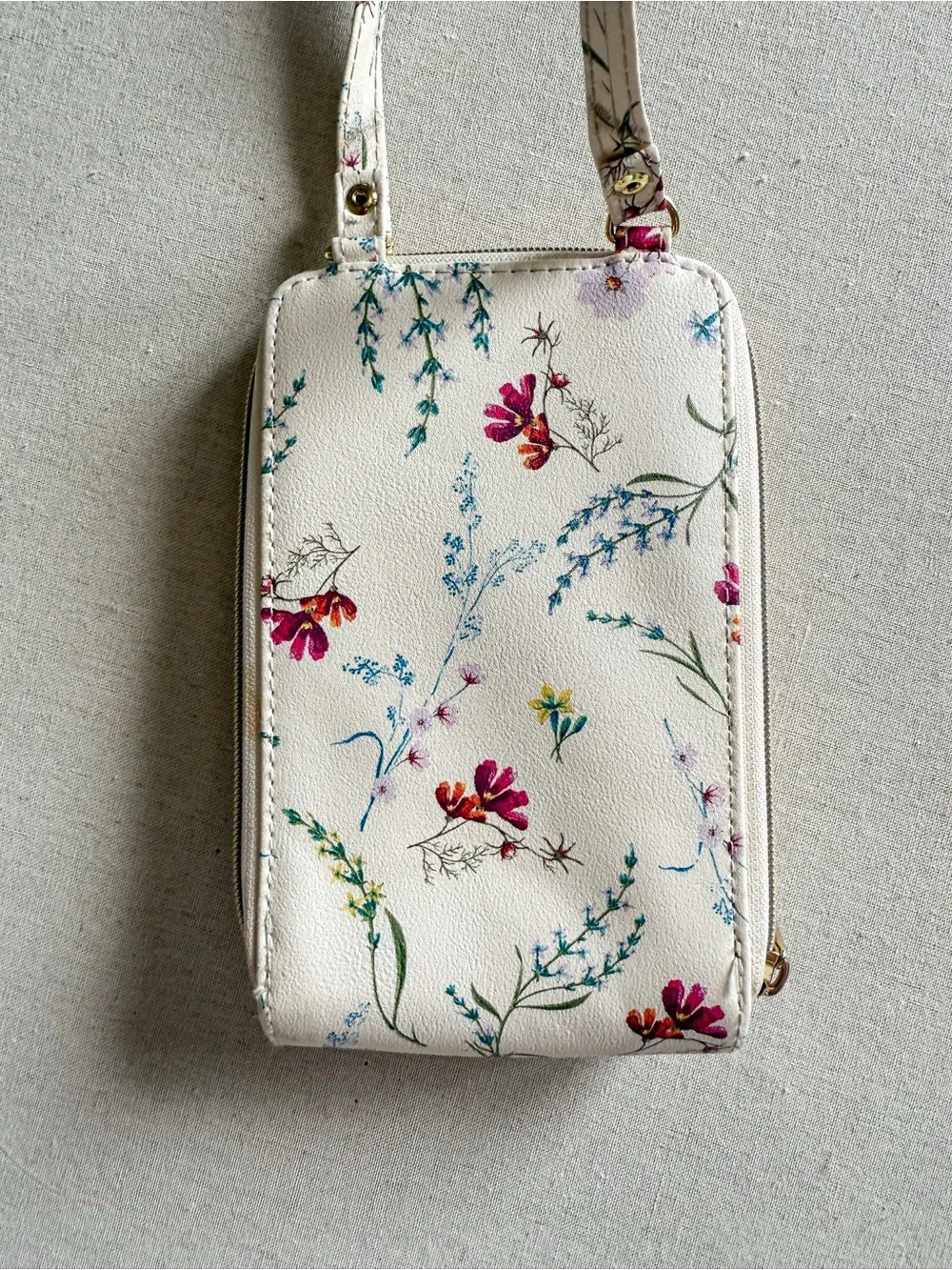 Boutique Mini Floral Crossbody Bag Cream and Pink